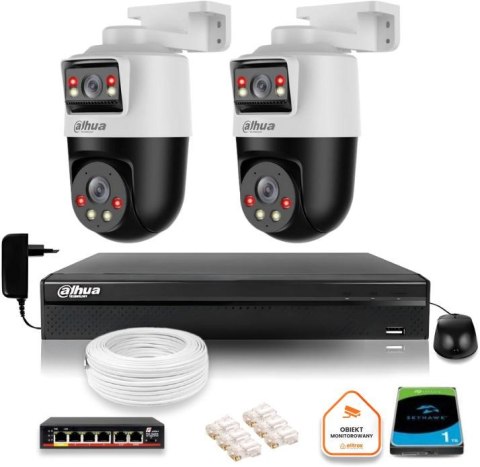 Zestaw monitoringu IP Dahua 2 kamery obrotowe 2MP+2MP z dyskiem 1TB Zestaw monitoringu IP Dahua 2 kamery obrotowe 2MP+2MP z dyskiem 1TB