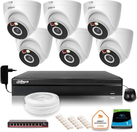 Zestaw monitoringu IP Dahua 2MPx 6 Kamer zewnętrznych oświetlenie IR LED 30m Zestaw monitoringu IP Dahua 2MPx 6 Kamer zewnętrznych oświetlenie IR LED 30m
