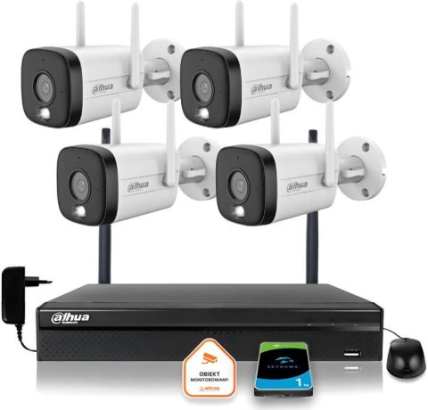 Zestaw monitoringu IP Dahua 4 Kamery WI-FI 5MPx aktywne odtraszanie LED IR do 30m Zestaw monitoringu IP Dahua 4 Kamery WI-FI 5MPx aktywne odtraszanie LED IR do 30m