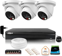 Zestaw monitoringu IP Dahua 8mpx 4K 3 kamery IPC-HDW2849TM-S-IL z dyskiem 1TB