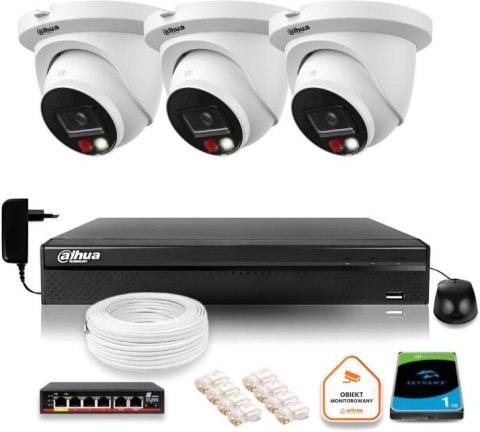 Zestaw monitoringu IP Dahua 8mpx 4K 3 kamery IPC-HDW2849TM-S-IL z dyskiem 1TB Zestaw monitoringu IP Dahua 8mpx 4K 3 kamery IPC-HDW2849TM-S-IL z dyskiem 1TB