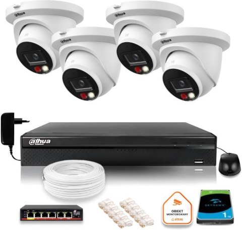 Zestaw monitoringu IP Dahua 8mpx 4K 4 kamery IPC-HDW2849TM-S-IL z dyskiem 1TB Zestaw monitoringu IP Dahua 8mpx 4K 4 kamery IPC-HDW2849TM-S-IL z dyskiem 1TB