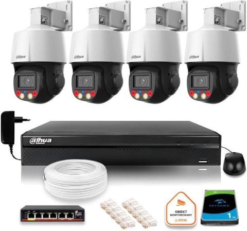 Zestaw monitoringu IP Dahua 4 kamery obrotowe 4MPx dysk 1TB Zestaw monitoringu IP Dahua 4 kamery obrotowe 4MPx dysk 1TB