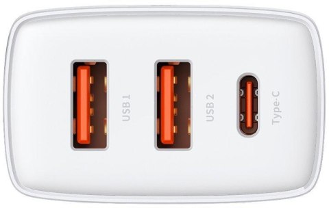 ŁADOWARKA SIECIOWA Baseus Compact Quick Charger CCXJ-E02 30W 2x USB-A 1x USB-C PD 3.0 QC 3.0 BIAŁA ŁADOWARKA SIECIOWA Baseus Compact Quick Charger CCXJ-E02 30W 2x USB-A 1x USB-C PD 3.0 QC 3.0 BIAŁA