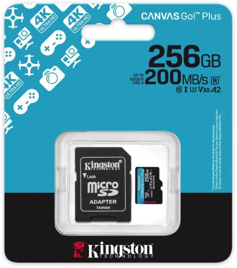 Karta pamięci microSD 256GB Kingston CanvasGo! Plus 200MB/s A2 U3 V30 + adapter Karta pamięci microSD 256GB Kingston CanvasGo! Plus 200MB/s A2 U3 V30 + adapter